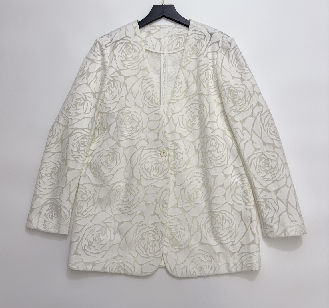 Hollowed Rose Appliqué Tailored Blazer Jacket