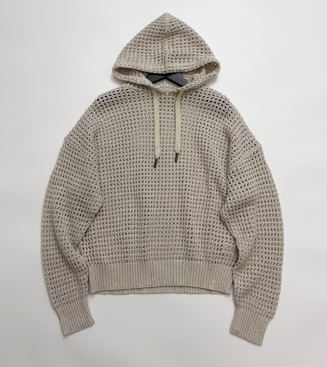 Lace-Knit Hooded Top