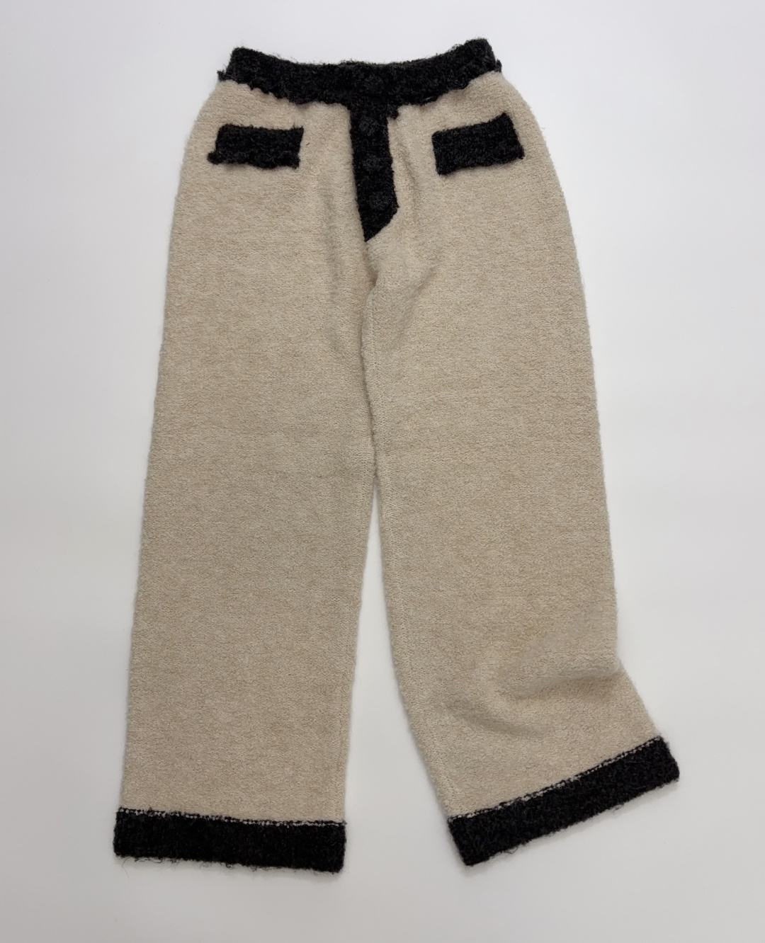 Orseund Iris Cream and Dark Grey Color-Block Casual Trousers
