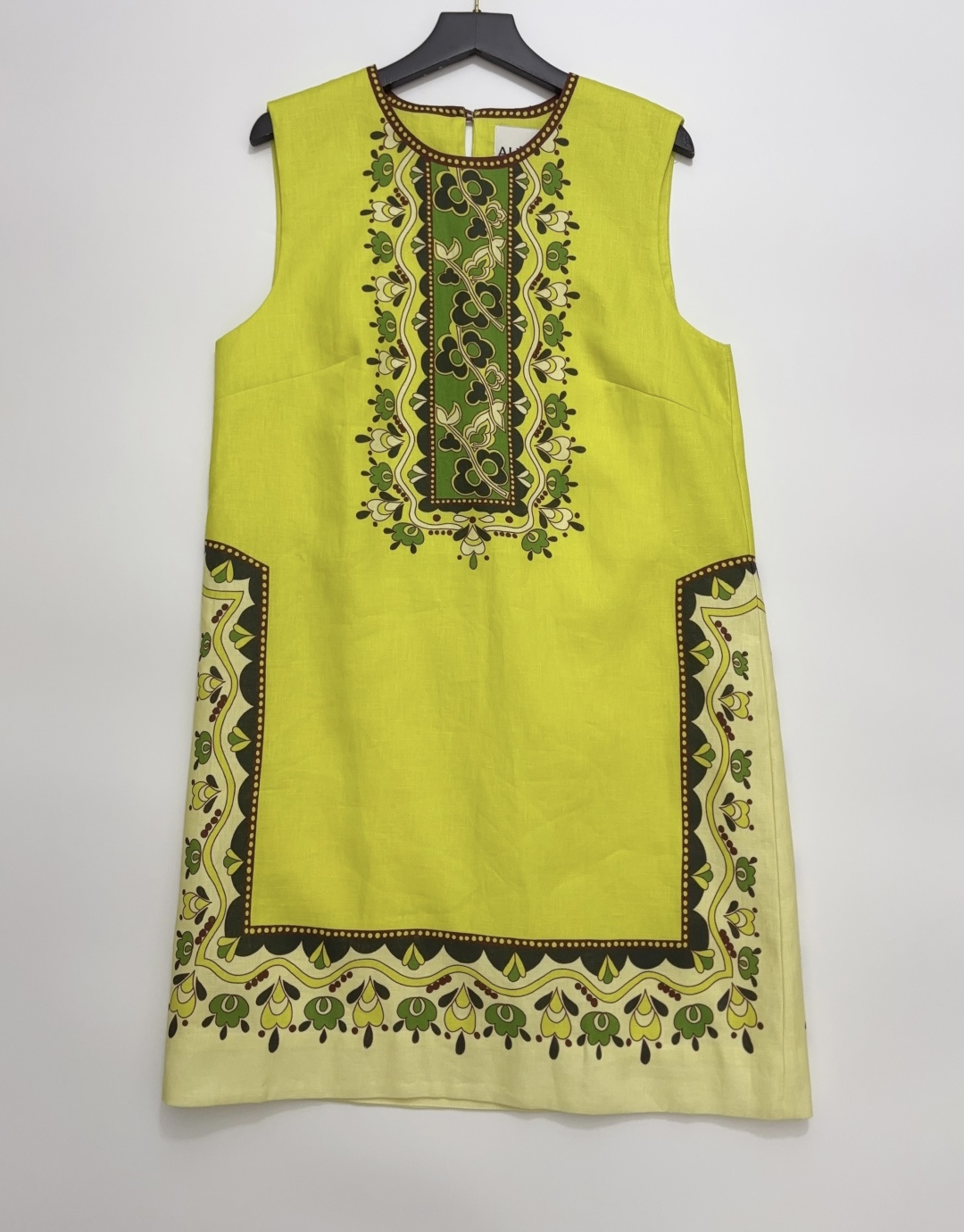 Alémais Lemon Yellow Linen Sleeveless Short Dress