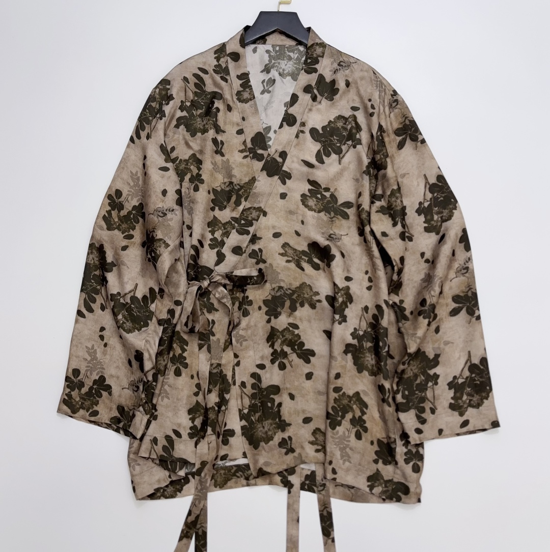 Uma Wang Cupro Early Autumn Botanical Print Silk Suit Jacket