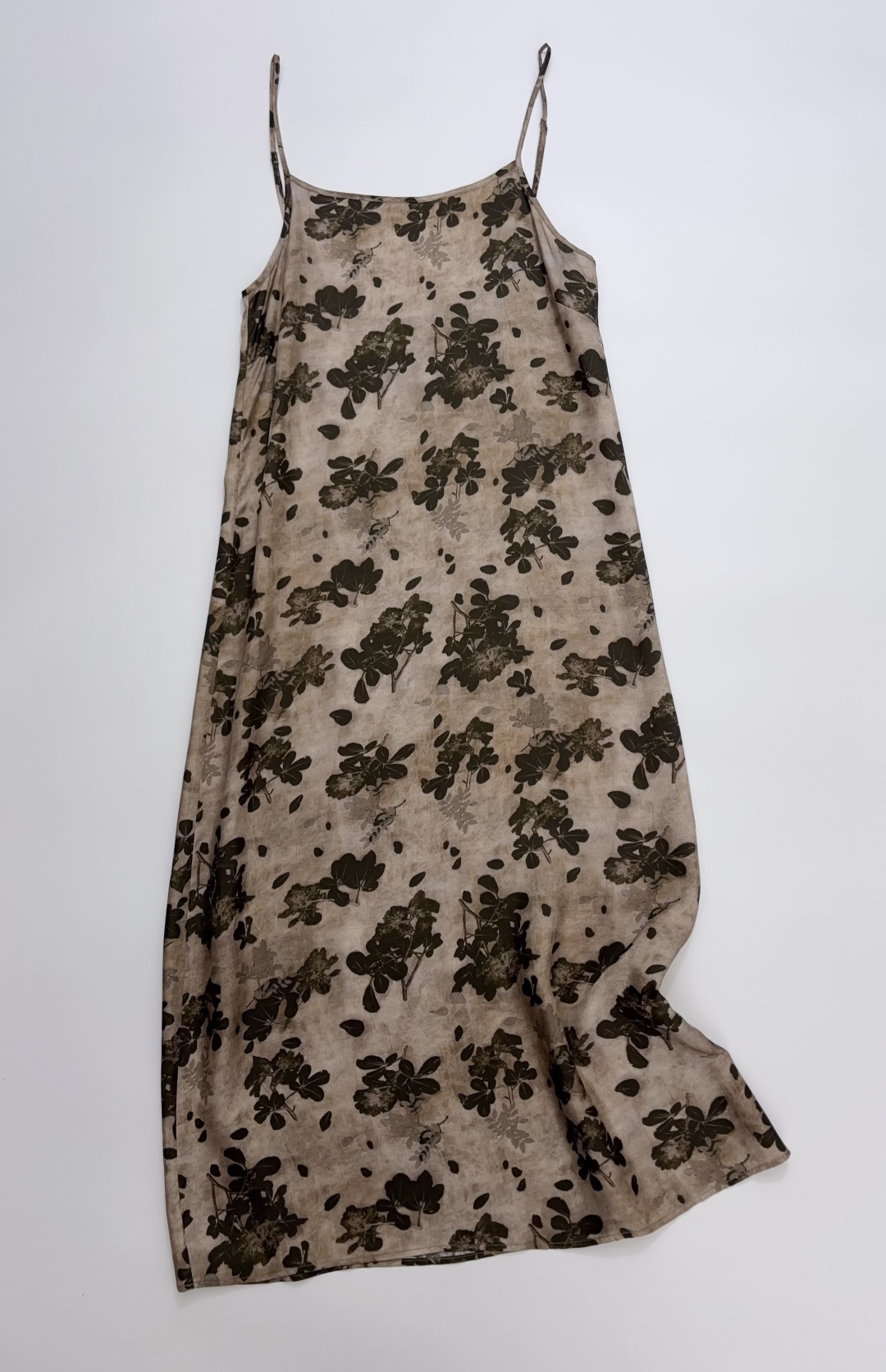 Uma Wang Early Autumn Cupro Tea Color Botanical Print Silk Camisole Dress