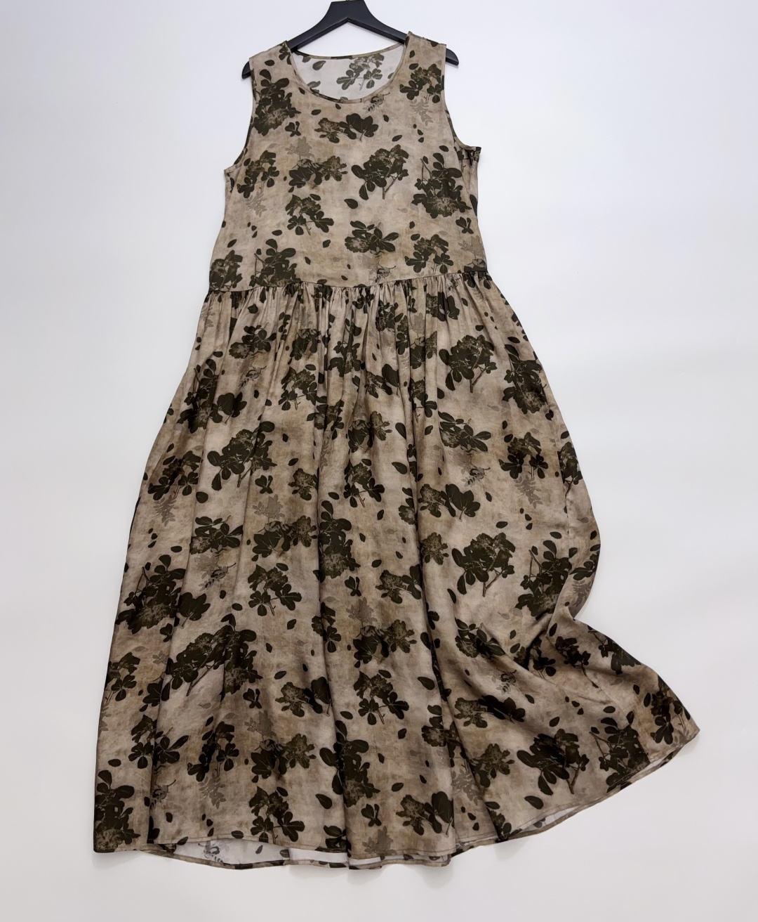 Uma Wang Early Autumn Cupro Tea Color Botanical Print Silk Vest Dress