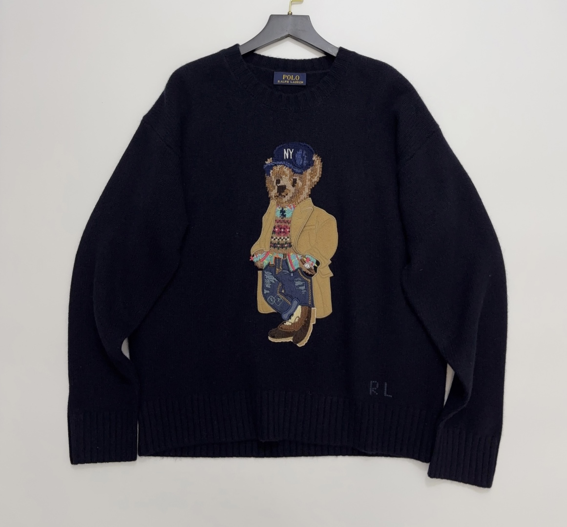 Polo Ralph Lauren Bear Motif Round Neck Knit Sweater