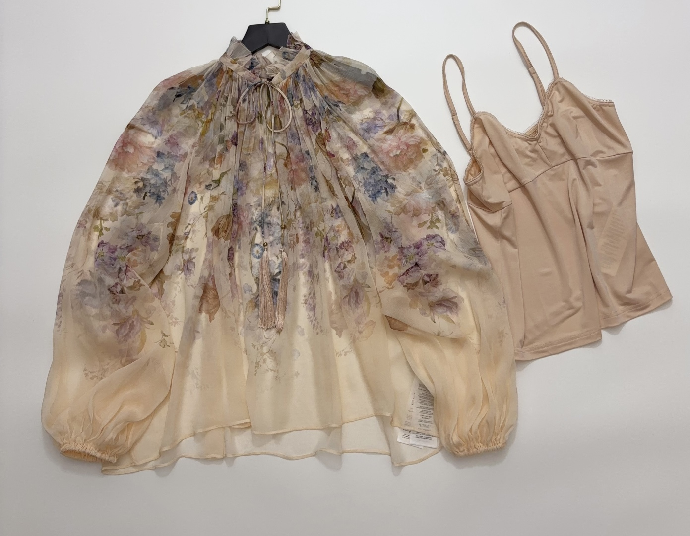 Zimmermann 2026 Autumn VALIANT Peach Pink Lantern Sleeve Shirt Top