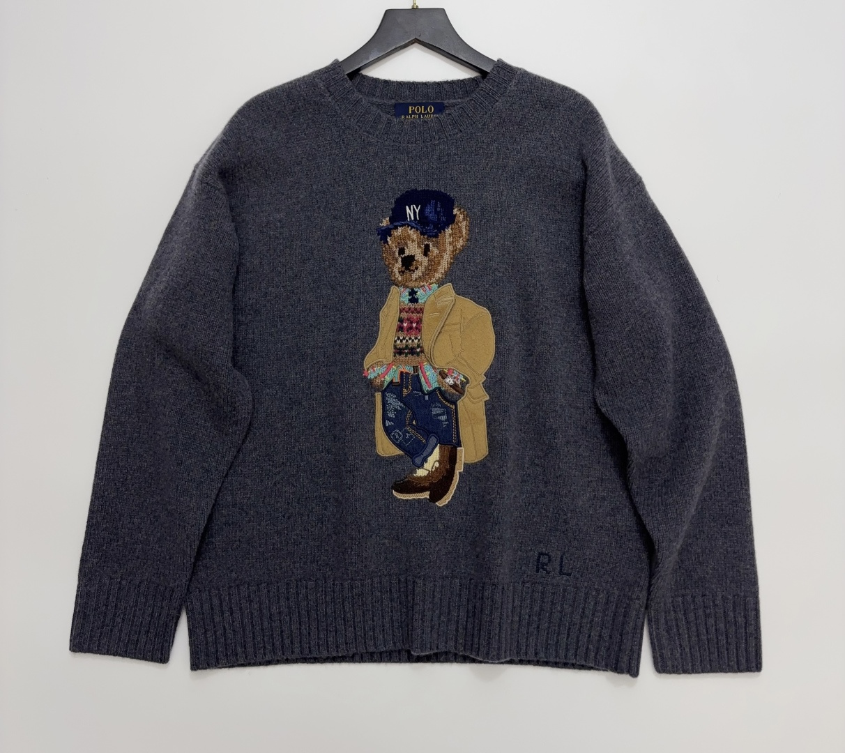 Polo Ralph Lauren Bear Motif Round Neck Knit Sweater