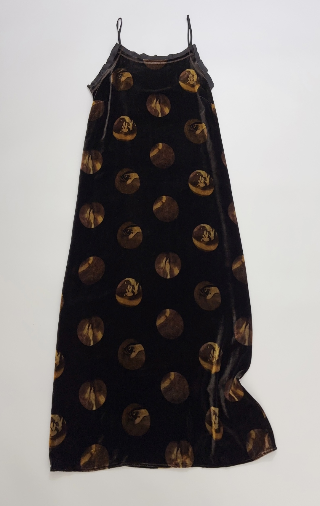 Retro Black Velvet Polka Dot Camisole Dress