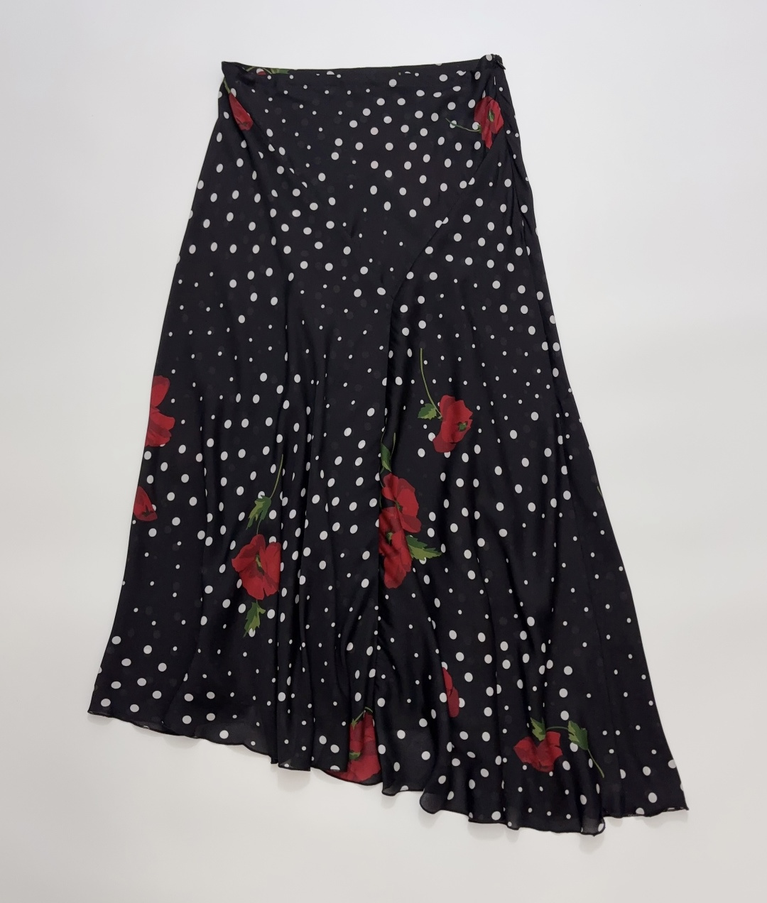 Réalisation Par Black Polka Dot Silk Bias Cut A-Line Maxi Skirt The Pixie