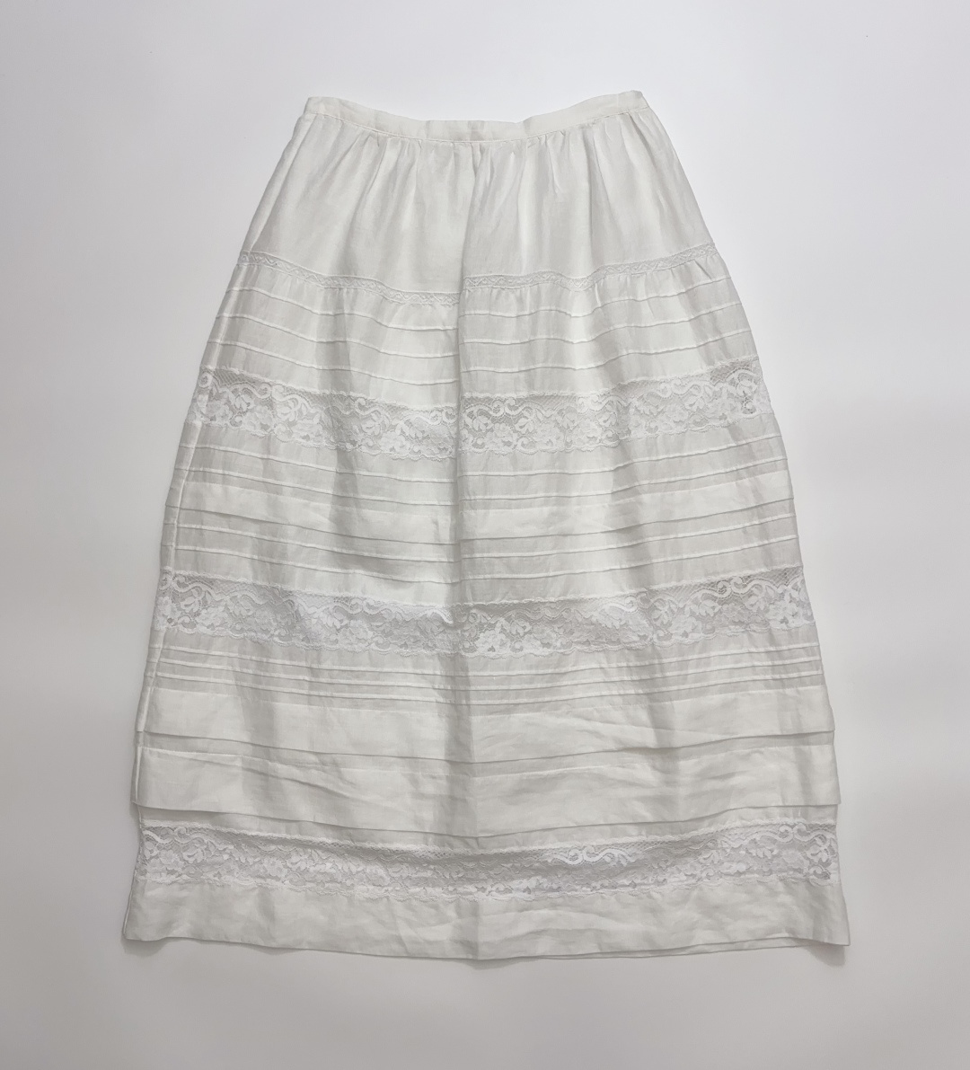 Dôen Sidra French Ramie Lace Patchwork Skirt (Lined)