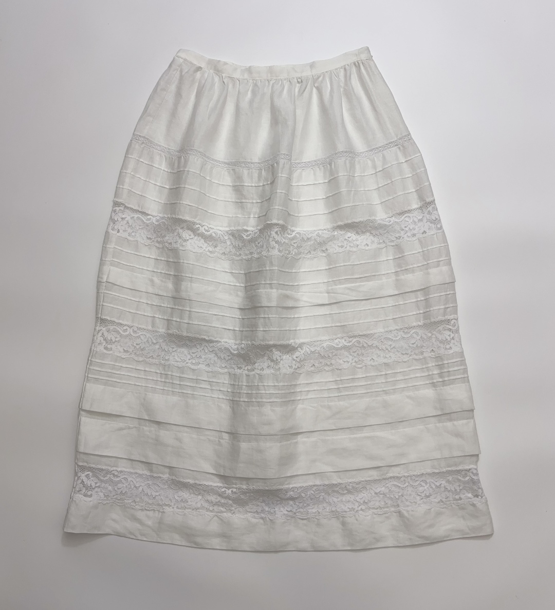 Dôen Sidra French Ramie Lace Patchwork Skirt (Unlined)