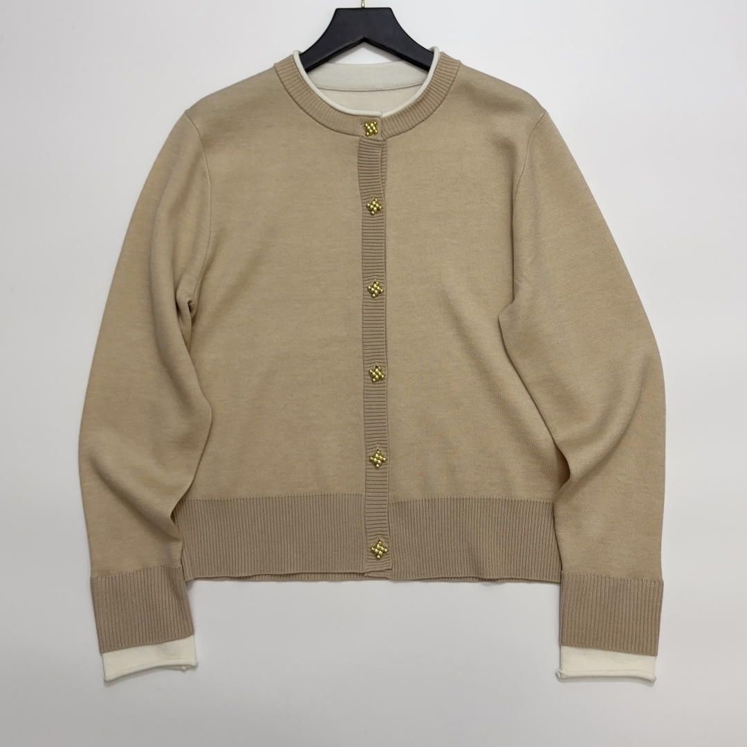 Bottega Veneta Gold Button Faux Two-Piece Knit Cardigan Jacket