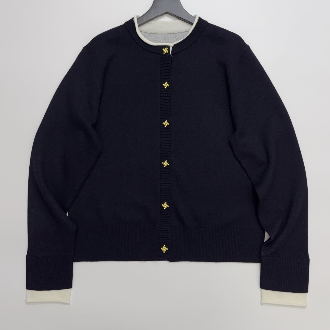 Bottega Veneta Gold Button Faux Two-Piece Knit Cardigan Jacket