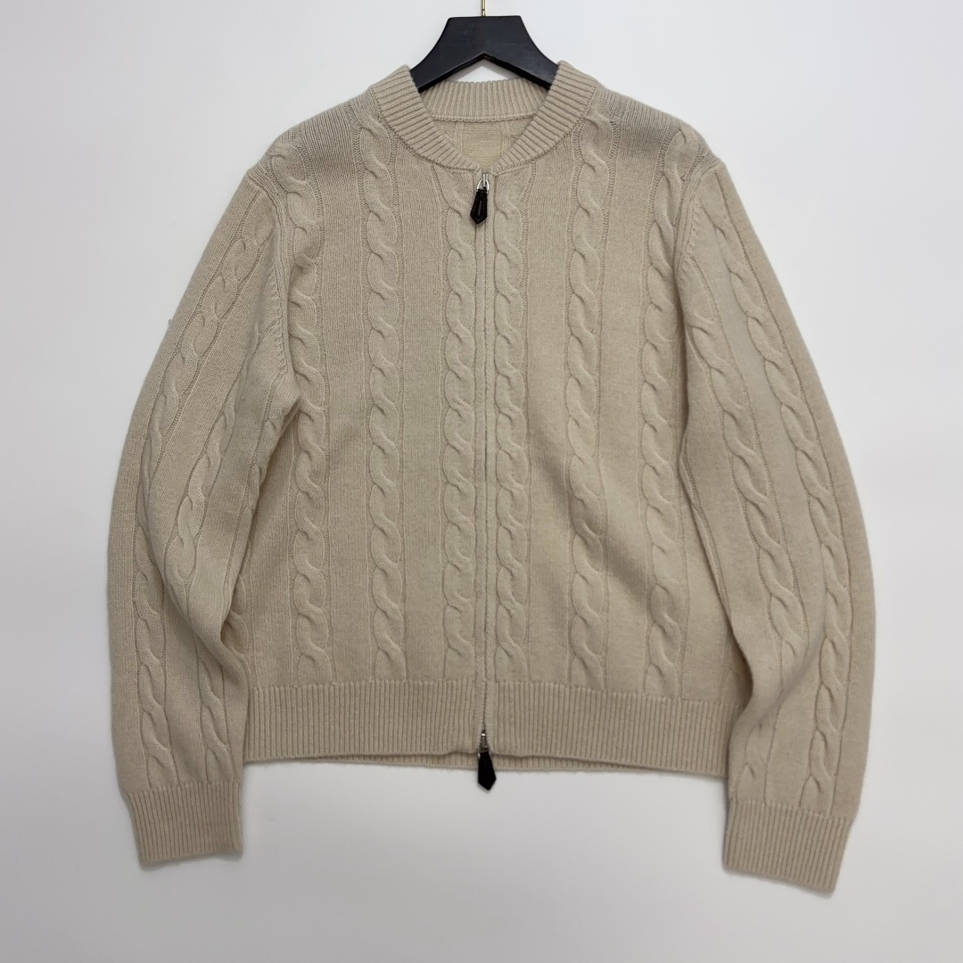 Loro Piana Cable Knit Zipper Cardigan Jacket