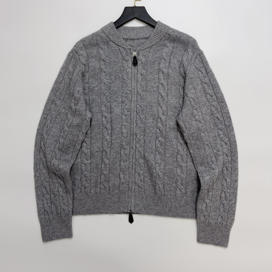 Loro Piana Cable Knit Zipper Cardigan Jacket