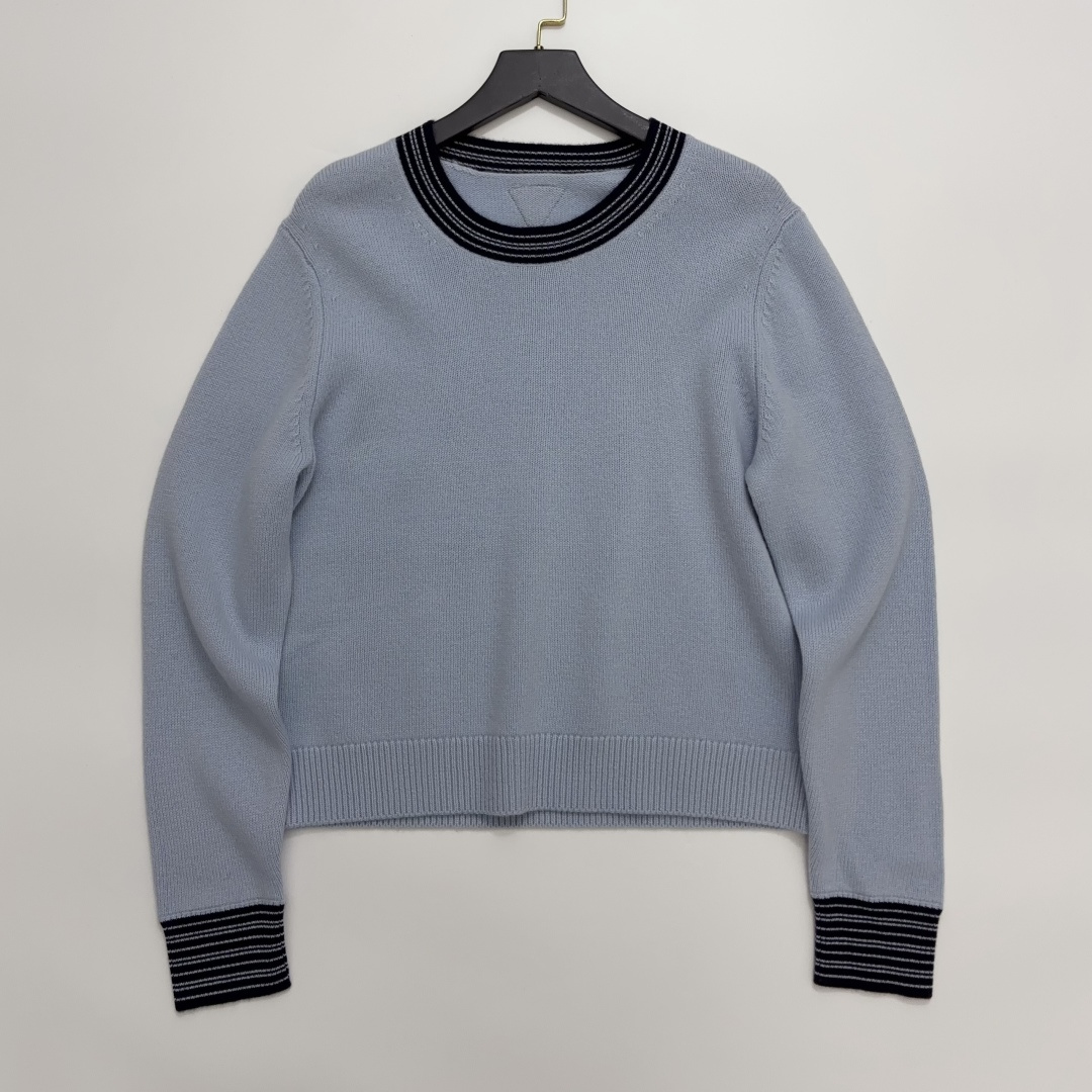 Prada Colorblock Crewneck Long Sleeve Knit Pullover Sweater