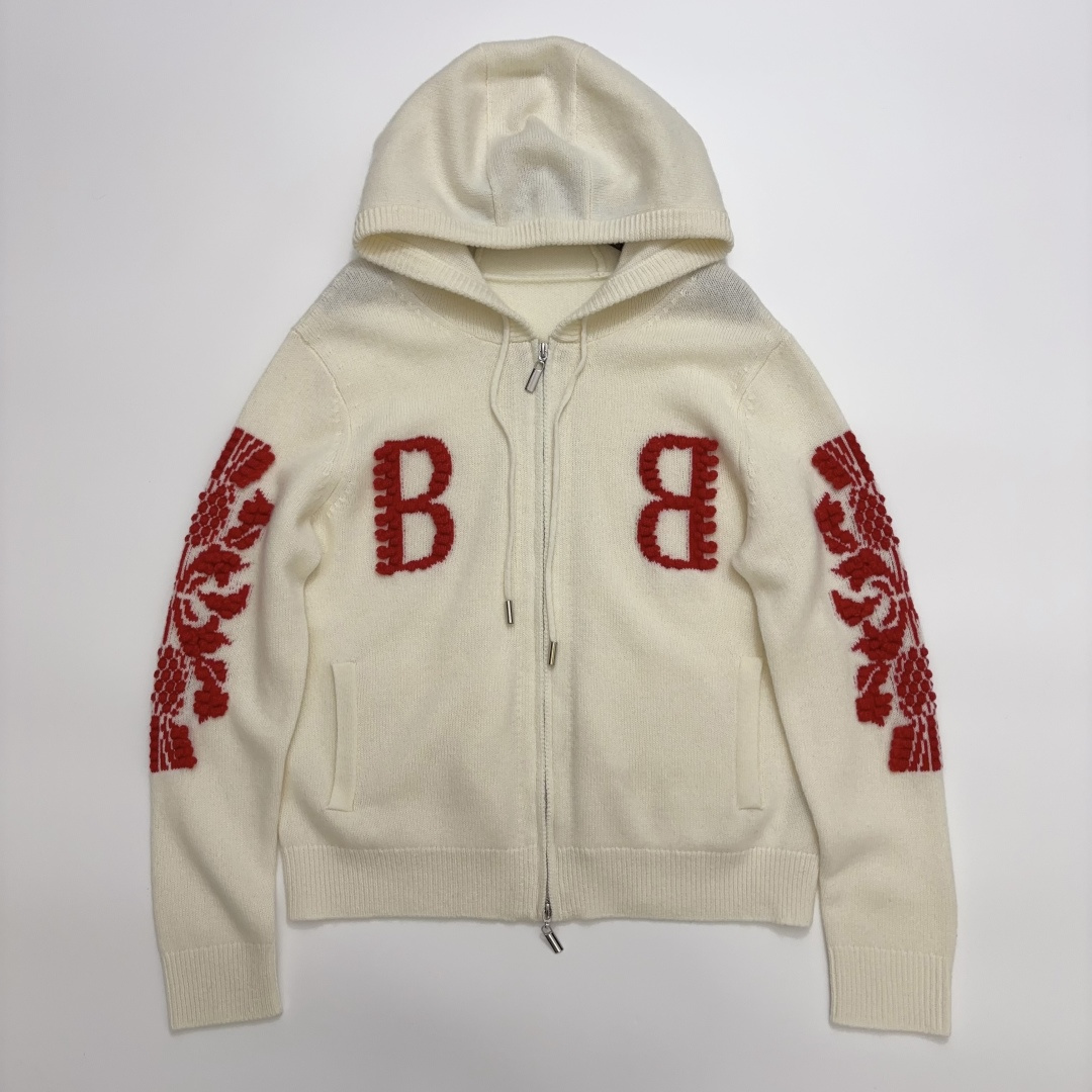 Barrie Color Block Zip Hooded Knit Cardigan