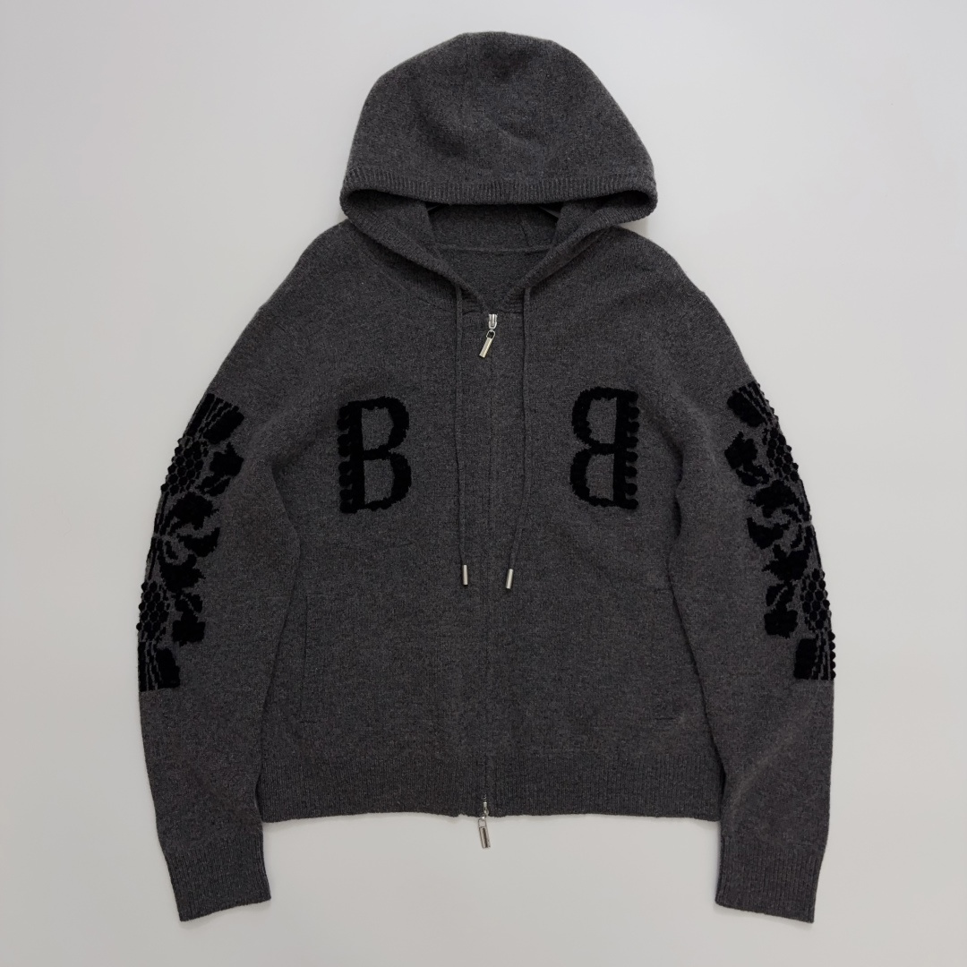 Barrie Color Block Zip Hooded Knit Cardigan
