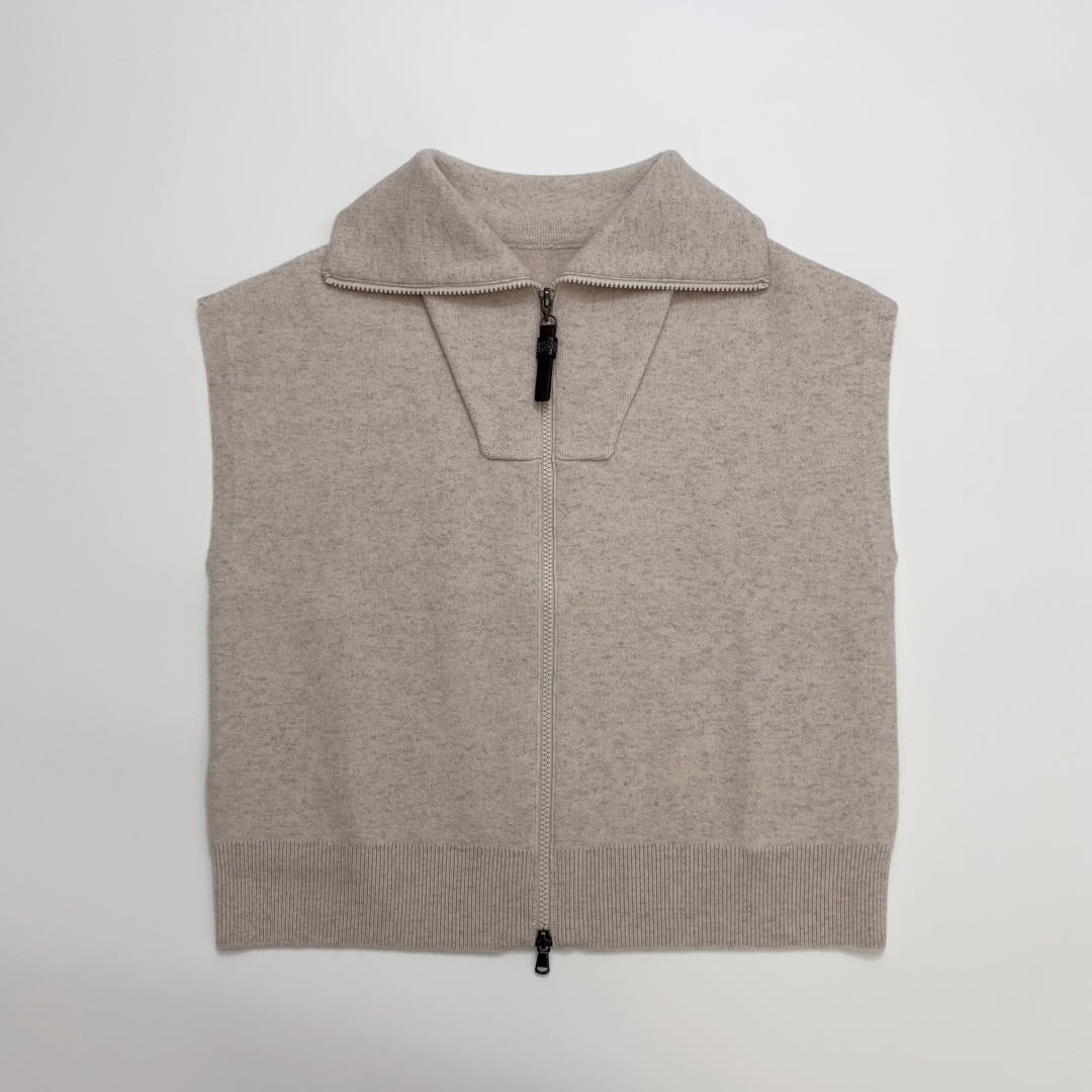 Cashmere Wool Blend Zip Knit Vest