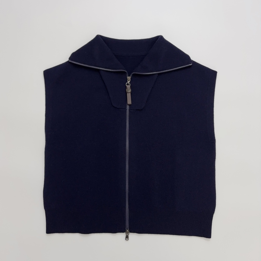 Brunello Cucinelli Cashmere Wool Blend Zip Knit Vest