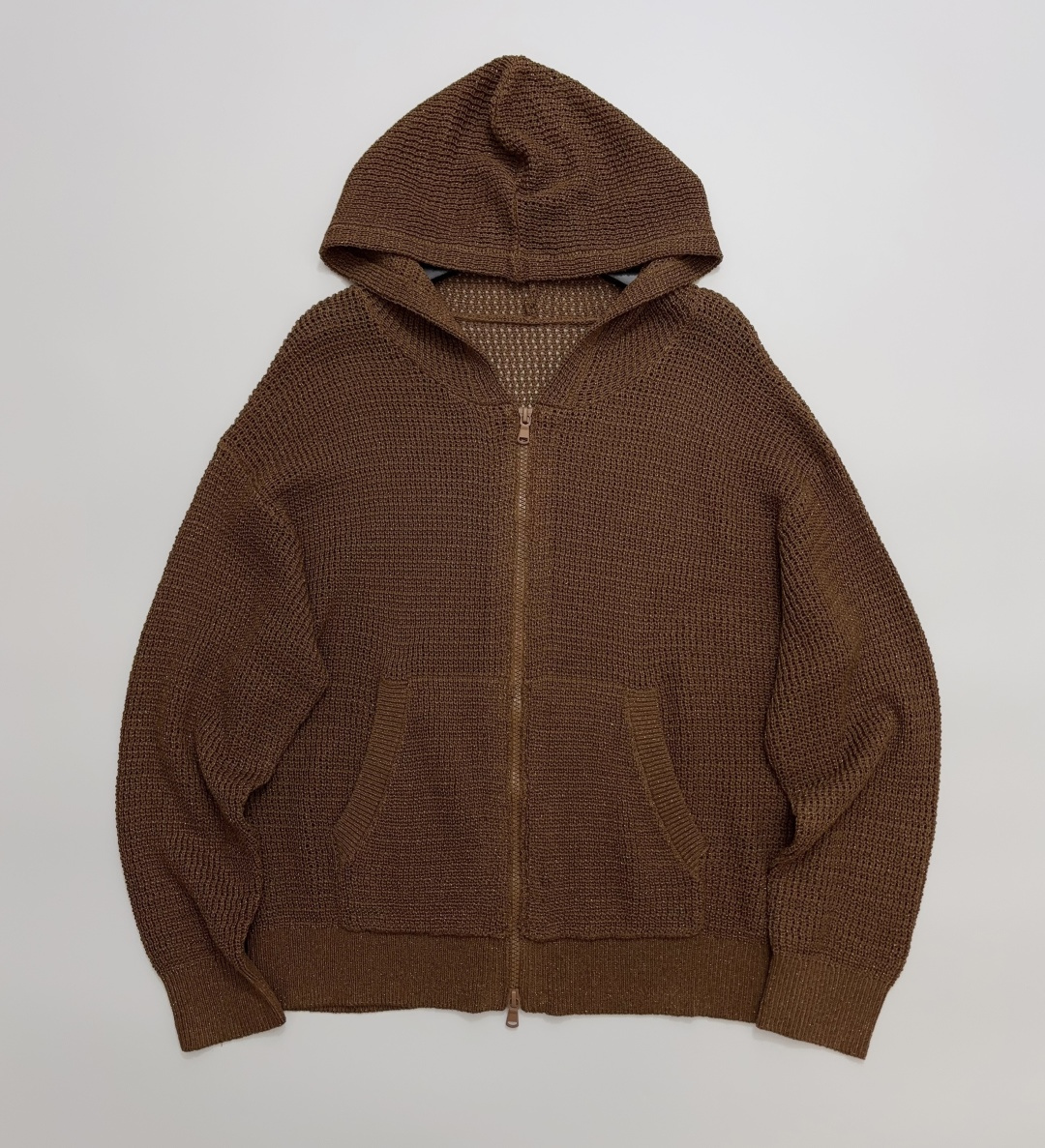 Brunello Cucinelli Mesh Hollow-Out Hooded Knit Cardigan