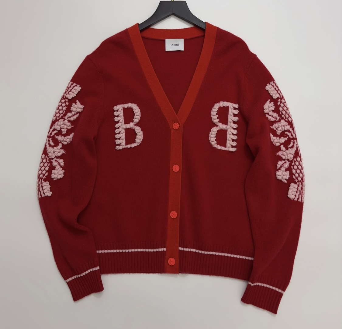 BARRIE Color-Block V-Neck Knit Cardigan