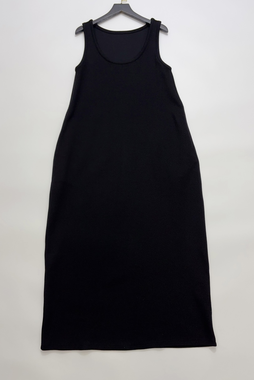 yuelxiang Relaxed Fit U-Neck Vest Dress Tencel Cotton Blend Twill Textured Dress