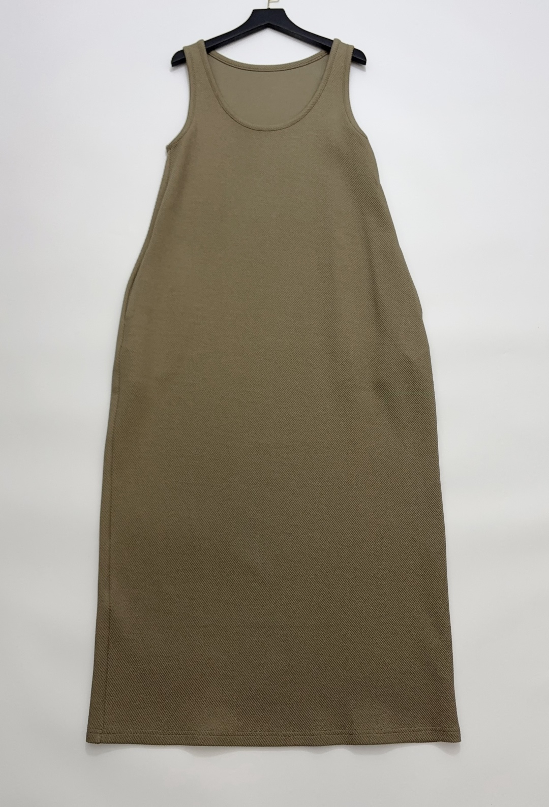 yuelxiang Relaxed Fit U-Neck Vest Dress Tencel Cotton Blend Twill Textured Dress