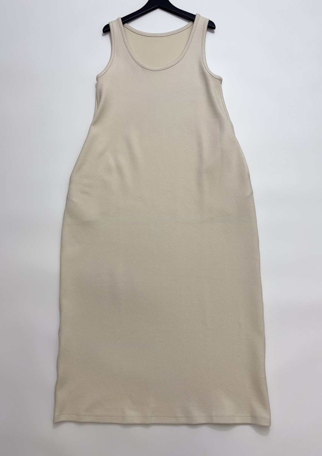 yuelxiang Relaxed Fit U-Neck Vest Dress Tencel Cotton Blend Twill Textured Dress