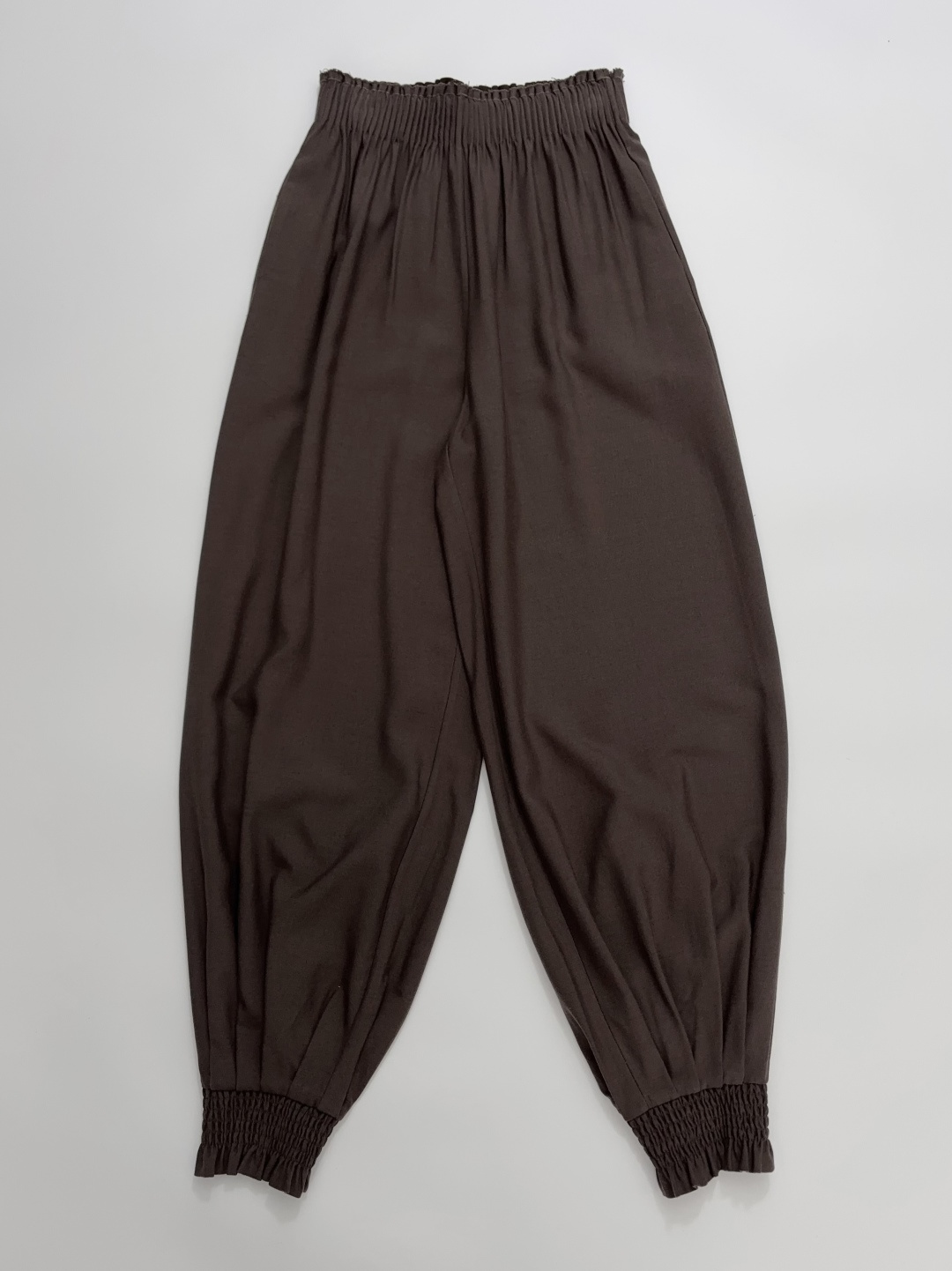 Immi Tencel Wool Cuffed Harem Pants Elastic Waist Loose Draped Casual Trousers