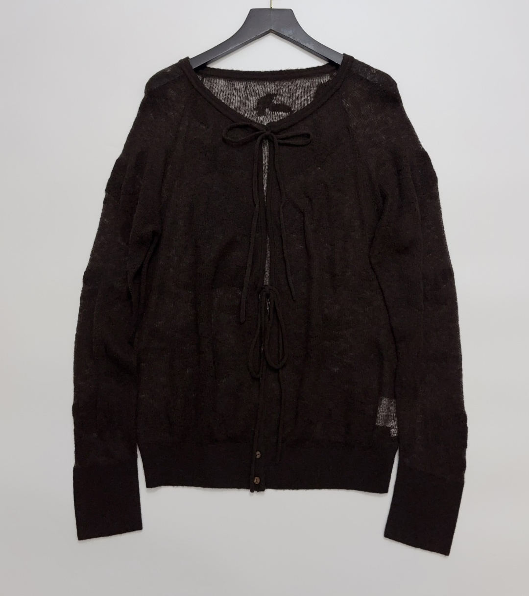 ODTD Wool Cashmere Blend Jacquard Lightweight Sheer Thin Knit Cardigan
