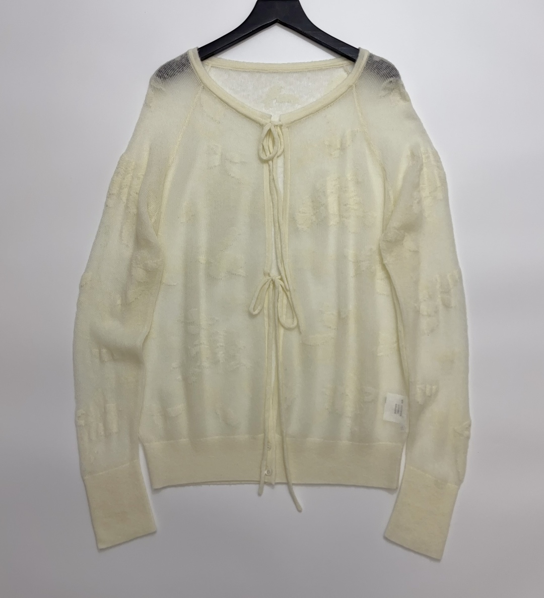 ODTD Wool Cashmere Blend Jacquard Lightweight Sheer Thin Knit Cardigan