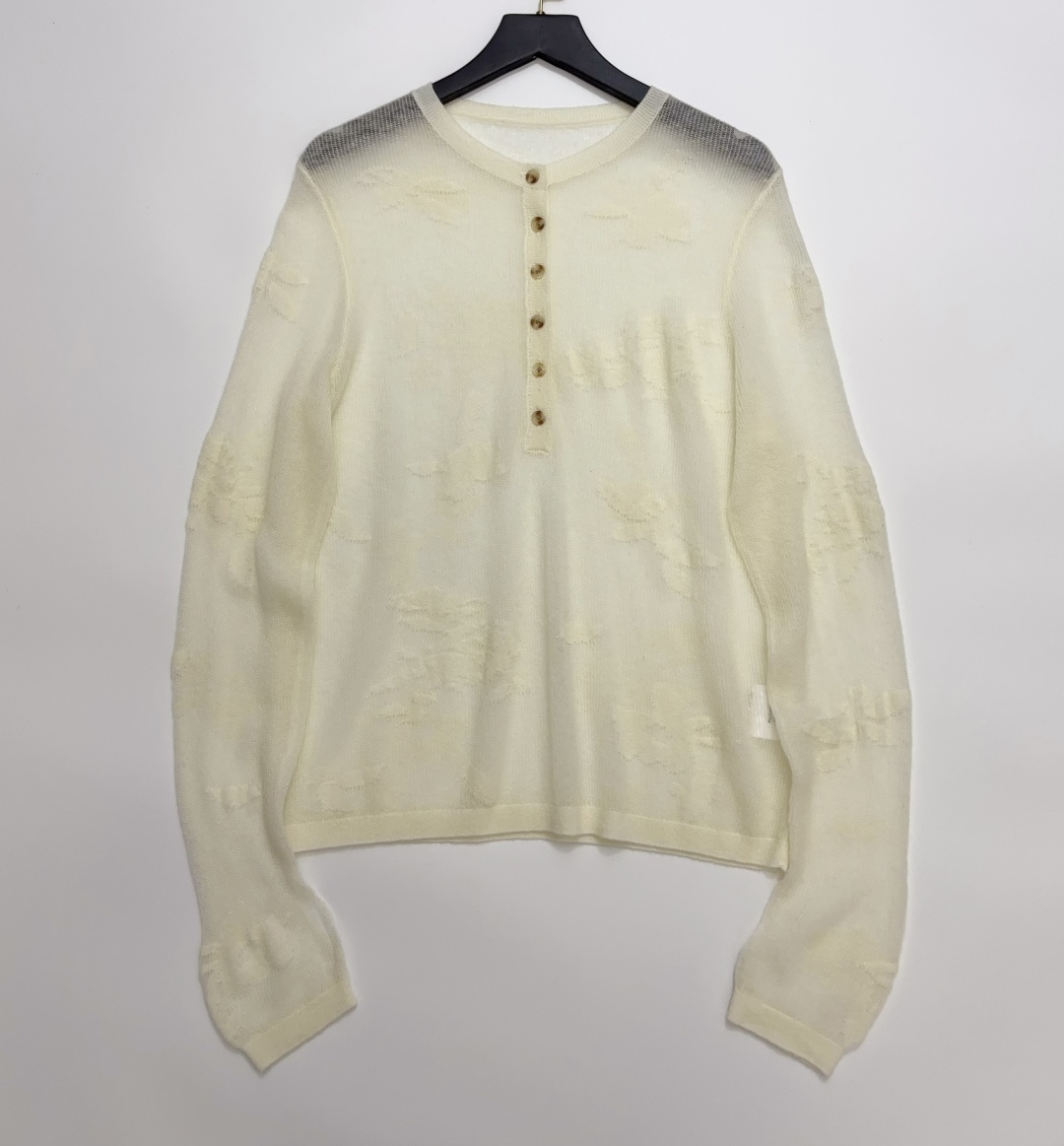 Vintage Hollow-Out Jacquard Long Sleeve Knit Sweater