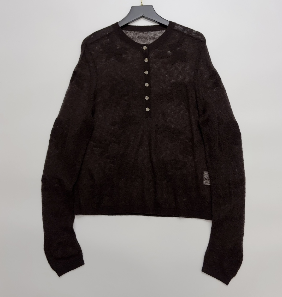 Vintage Hollow-Out Jacquard Long Sleeve Knit Sweater
