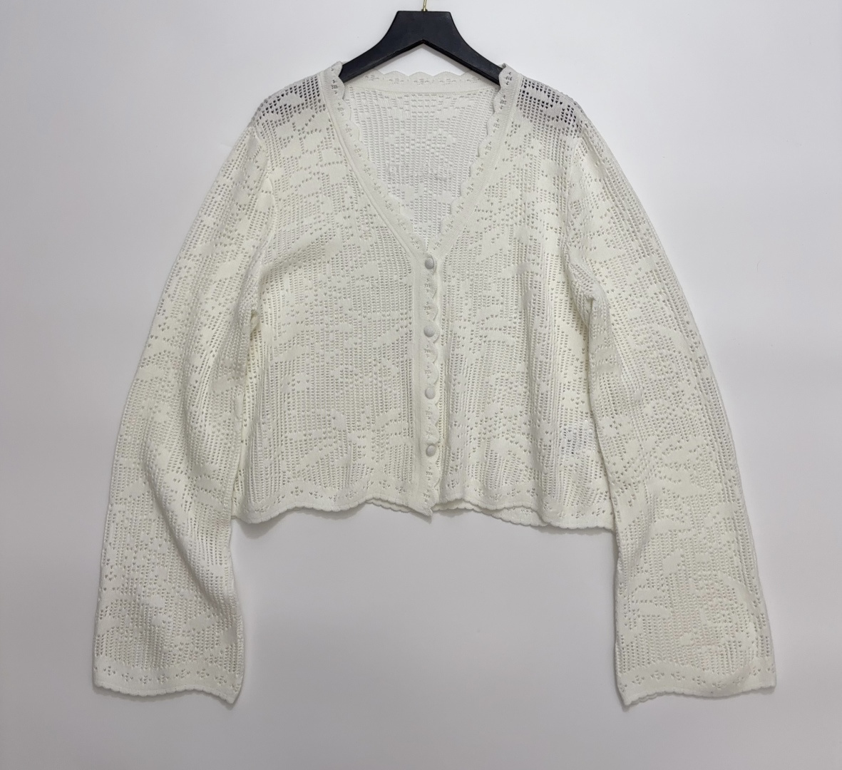 Chloé Early Autumn Mesh Jacquard Textured Cotton Knit Cardigan