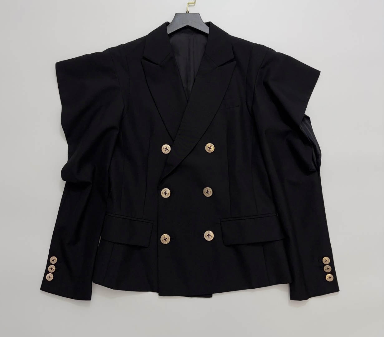 Sacai Cutout Sleeve Double-Breasted Blazer