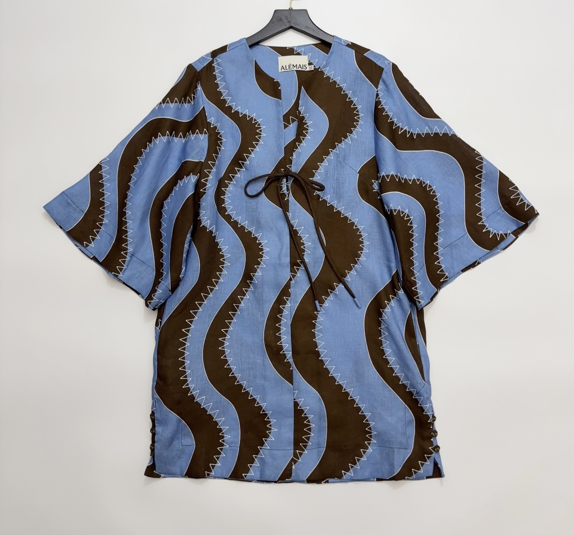 Alémais Retro Wave Embroidered Print Relaxed Fit Mini Dress