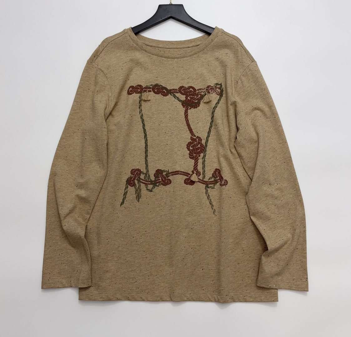 Tencel Wool Blend Vintage Speckle Rope Knot Print Long-Sleeve T-Shirt