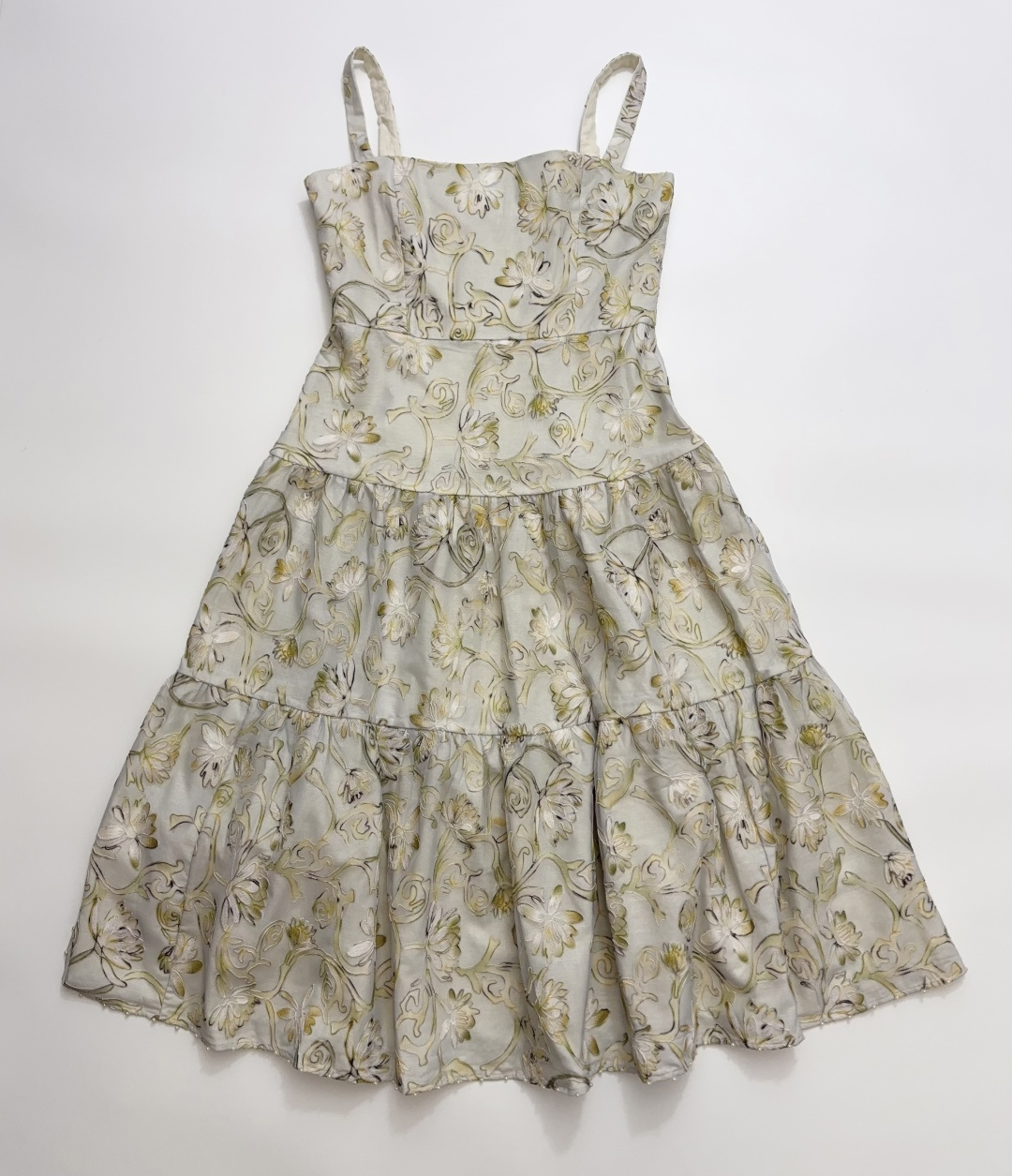 Agua by Agua Bendita Light Green Floral Camisole Midi Dress