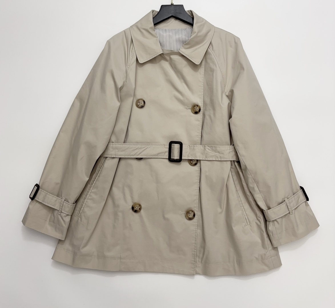 Max Mara Cotton Blend Short Double-Breasted Trench Coat