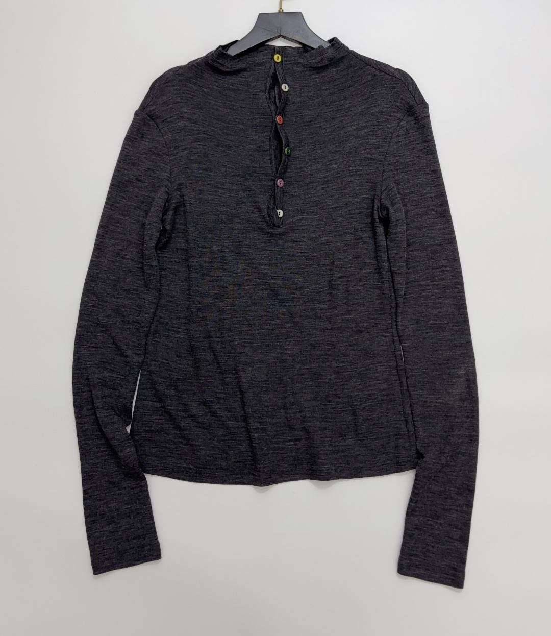 Jacquemus Minimalist Wool Half-Placket Asymmetric Button T-Shirt