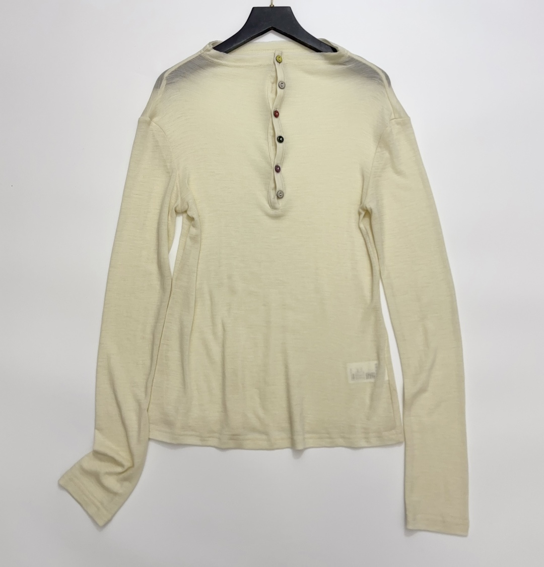 Jacquemus Minimalist Wool Half-Placket Irregular Button T-Shirt Top