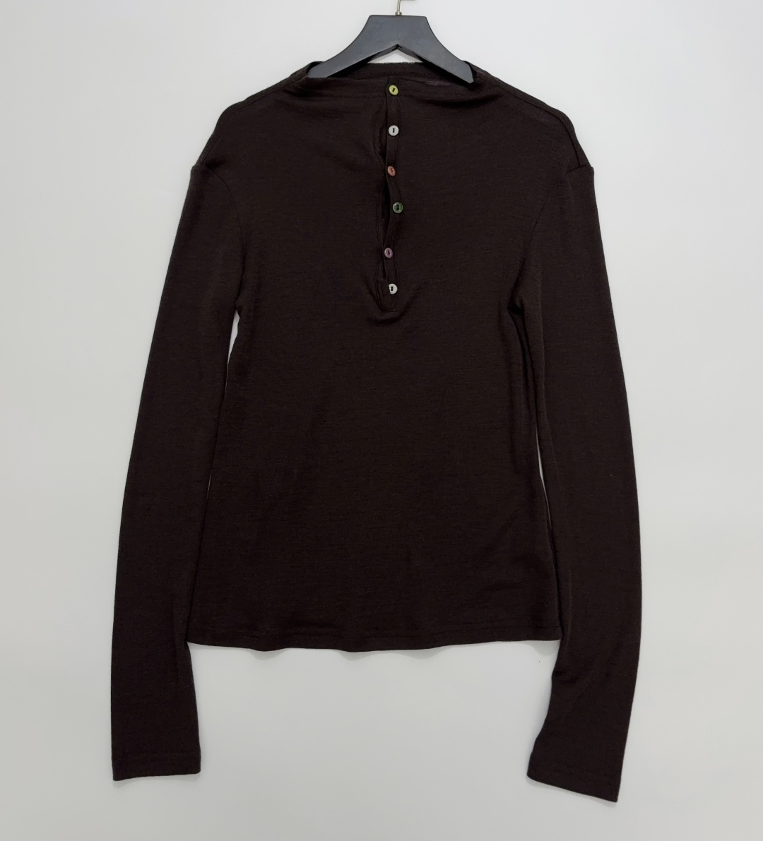 Jacquemus Minimalist Wool Half-Placket Asymmetric Button T-Shirt