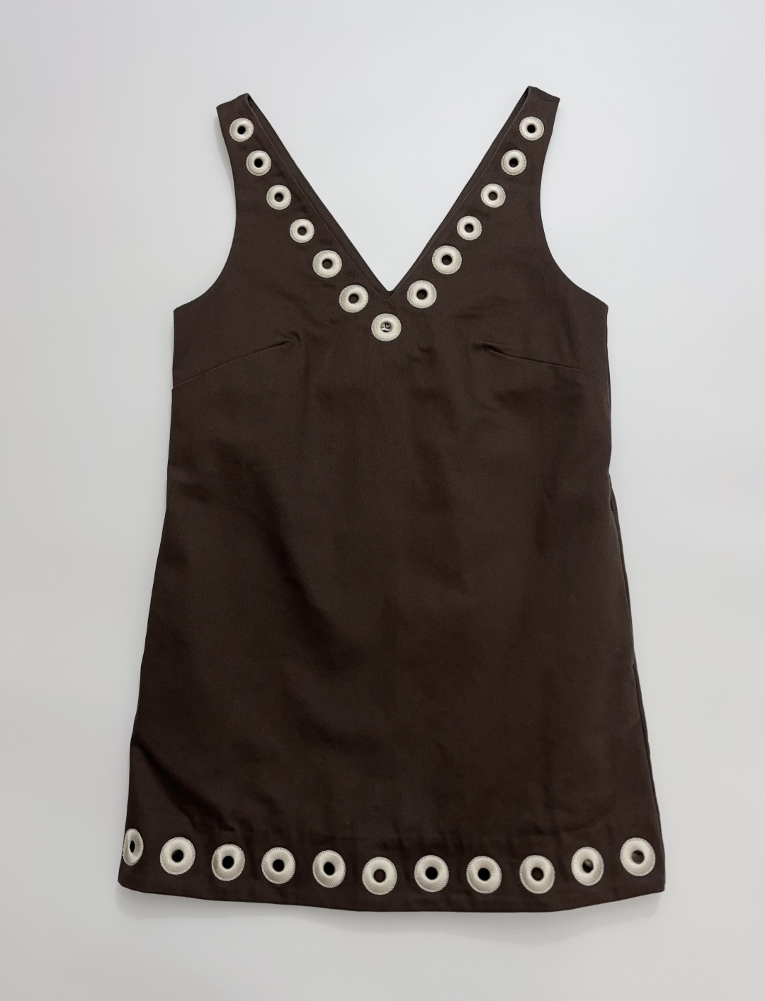 Alémais Cotton Denim Embroidered V-Neck Straight Vest Dress