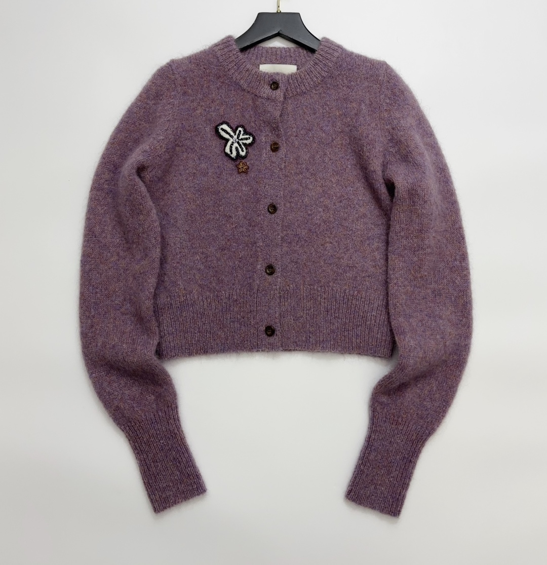 Alémais Reggie Sequin Embellished Mohair Alpaca Wool Blend Knit Cardigan Jacket