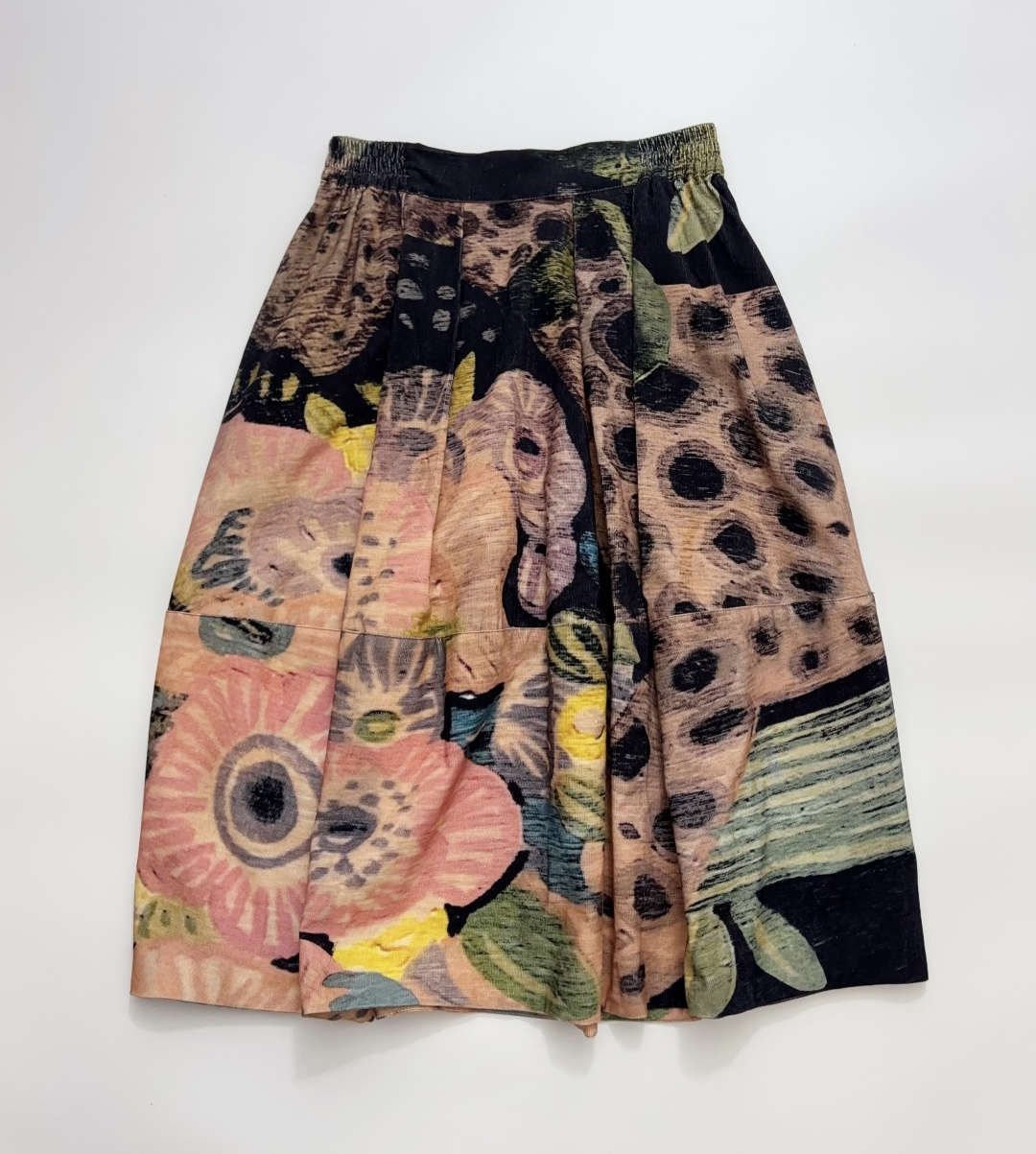 Artistic High-Count Corduroy Floral Print Tulip Skirt