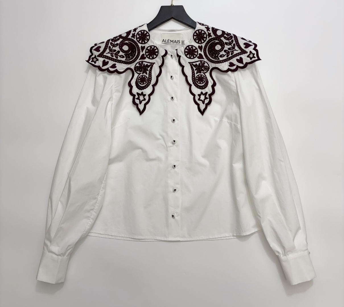 Alémais Embroidered Lapel White Shirt
