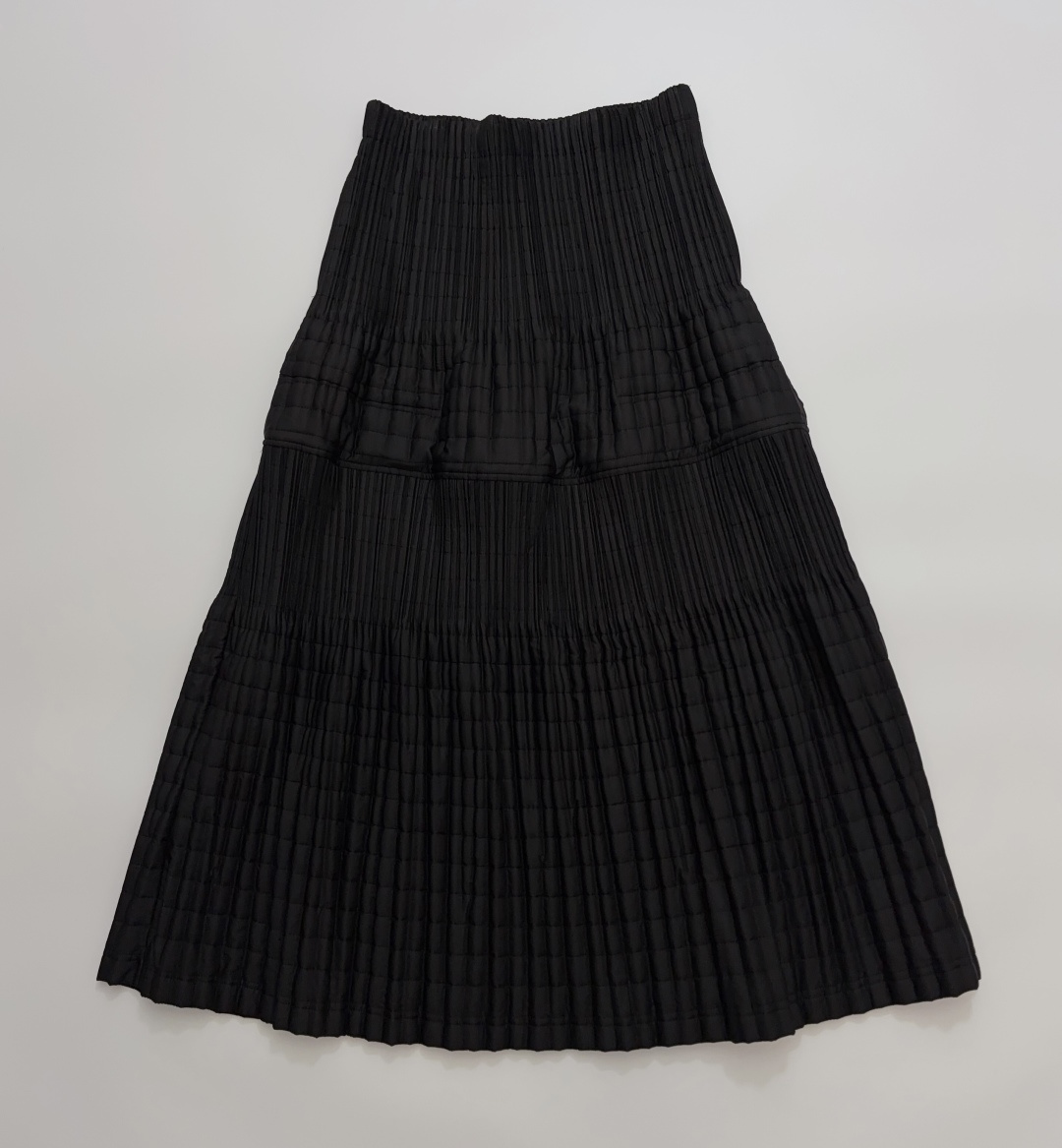 Issey Miyake Heavy Pleated Patchwork A-Line Skirt