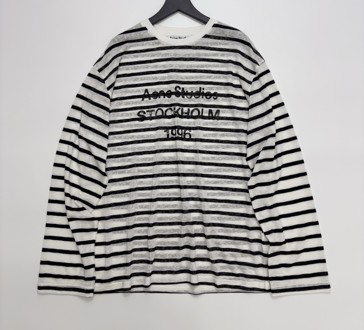 Acne Studios Simple Letter Stripe Loose Long Sleeve T-Shirt
