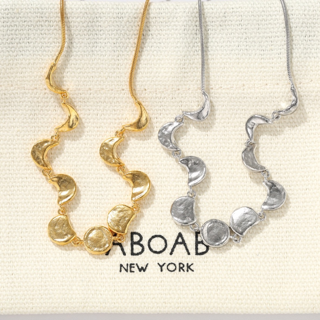 ABOAB 'Crescent and Full Moon' 925 Silver Necklace
