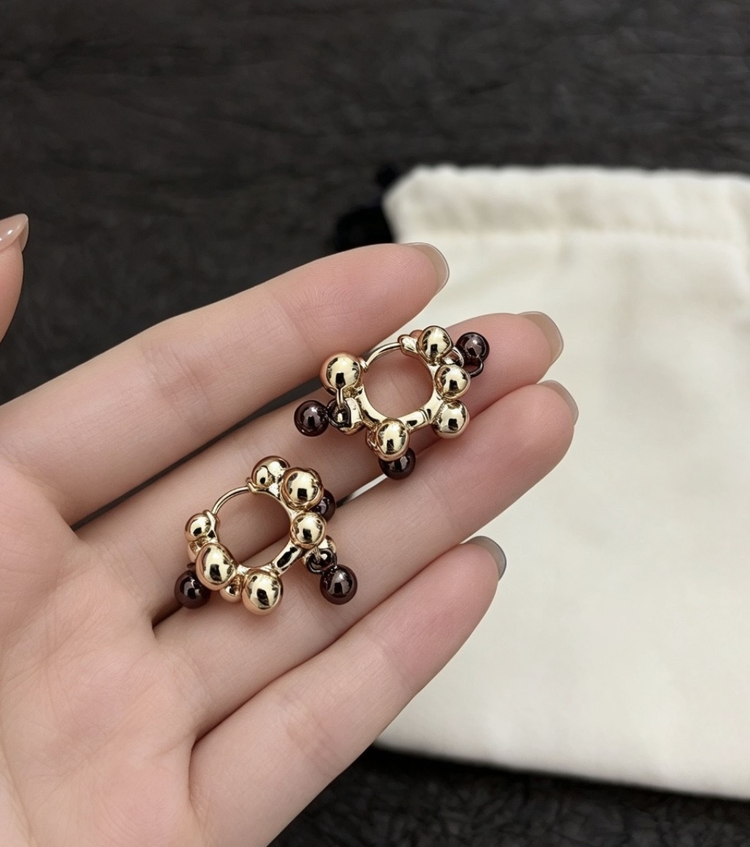 Lemaire Women's Multi-Color SEEDS Vintage Pendant Colorblock Brass Ball Earrings